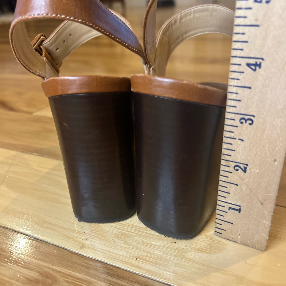 Talbots Brown Leather Block Heel Leather Sandals - Picture 7 of 12